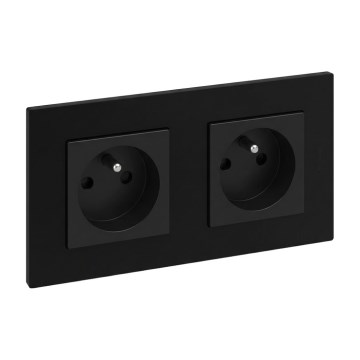 Legrand - Dupla zidna utičnica sa okvirom NILOE STEP 250V crna