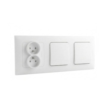 Legrand - Dupli jednopolni prekidač br. 1 i dupla kućna utičnica sa okvirom NILOE 250V, bela
