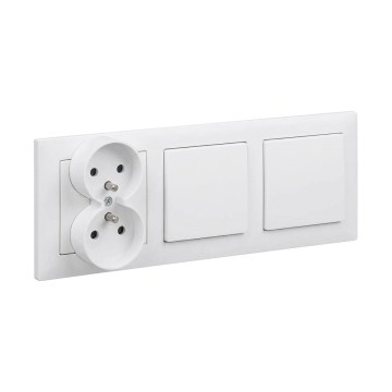 Legrand - Dupli jednopolni prekidač br. 1 i dupla kućna utičnica sa ramom SUNO 250V bela