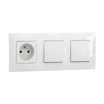 Legrand - Dupli jednopolni prekidač br. 1 i kućna utičnica sa okvirom NILOE 250V bela