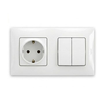 Legrand - Dupli serijski prekidač br. 5 i kućna SCHUKO utičnica sa okvirom NILOE 250V bela