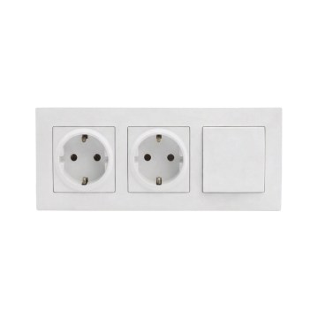 Legrand - Dvostruka kućna SCHUKO utičnica i jednopolni prekidač br. 1 sa ramom NILOE STEP 250V bela