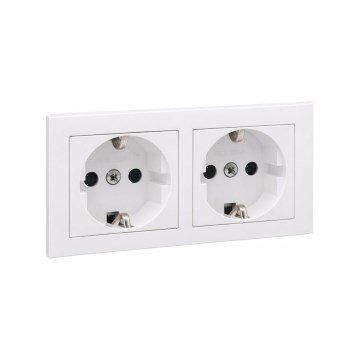 Legrand - Dvostruka kućna SCHUKO utičnica sa okvirom SUNO 250V bela