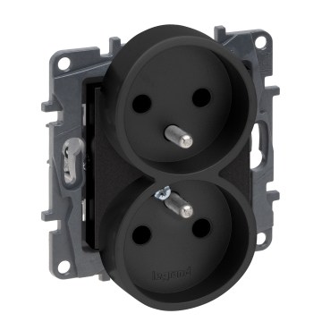 Legrand - Dvostruka kućna utičnica bez okvira NILOE STEP 250V crna