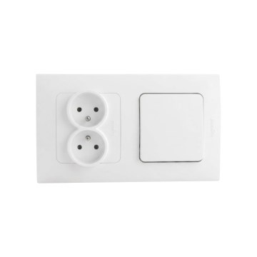 Legrand - Dvostruka kućna utičnica i jednopolni prekidač br. 1 sa ramom NILOE STEP 250V bela