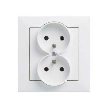 Legrand - Dvostruka kućna utičnica s okvirom SUNO 250V bela