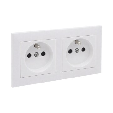 Legrand - Dvostruka kućna utičnica sa ramom SUNO 250V bela