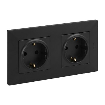 Legrand - Dvostruka kućna utičnica SCHUKO NILOE STEP 250V crna