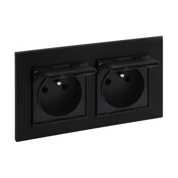 Legrand - Dvostruka spoljna kućna utičnica sa okvirom NILOE STEP 250V IP44 crna