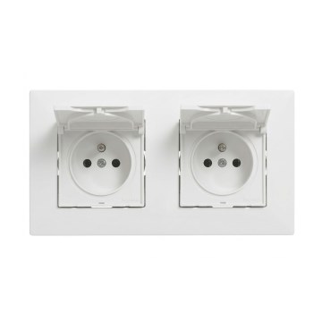 Legrand - Dvostruka spoljna kućna utičnica sa ramom NILOE STEP 250V IP44 bela