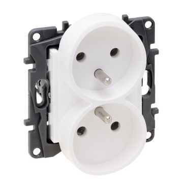Legrand - Dvostruka zidna utičnica bez okvira NILOE STEP 250 V bela