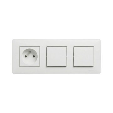 Legrand - Dvostruki jednopolarni prekidač br. 1 i kućna utičnica sa ramom NILOE STEP 250V bela