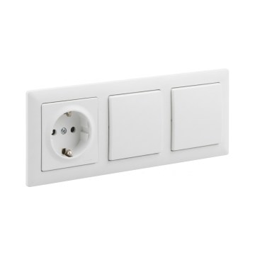 Legrand - Dvostruki jednopolni prekidač br. 1 i kućna SCHUKO utičnica sa okvirom SUNO 250V bela