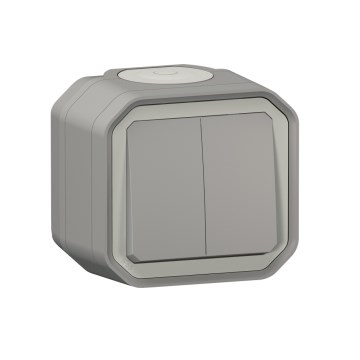 Legrand - Dvostruki prekidač za stepenište br. 6+6 PLEXO IP55, siv