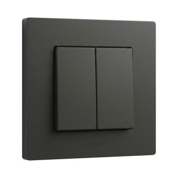Legrand - Dvostruki prekidač za stepenište sa okvirom br. 6+6 NILOE STEP crna