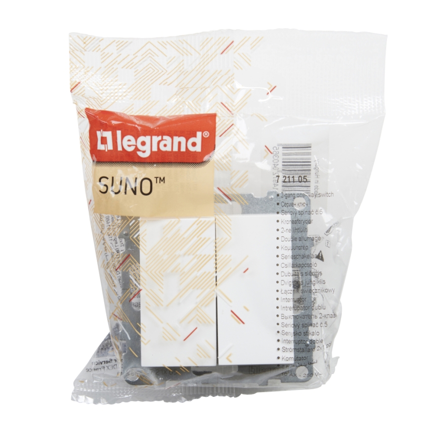 Legrand - Dvostruki serijski prekidač br. 5 bez okvira SUNO bela