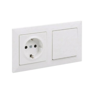 Legrand - Jednopolni prekidač br. 1 i kućna SCHUKO utičnica sa okvirom SUNO 250V bela