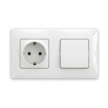Legrand - kućna SCHUKO utičnica i jednopolni prekidač br. 1 sa ramom NILOE 250V bela
