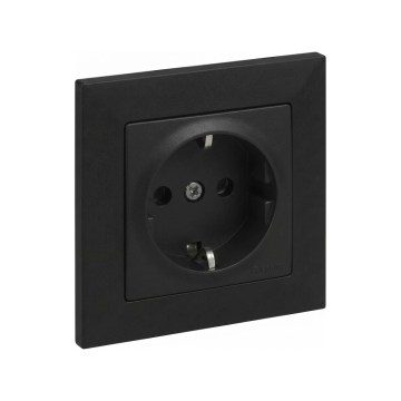Legrand - Kućna SCHUKO utičnica sa okvirom SUNO 250V crna