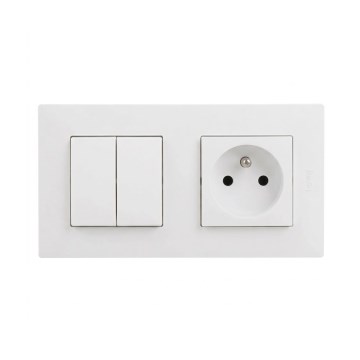 Legrand - Kućna utičnica i dvostruki serijski prekidač br. 5 sa ramom NILOE STEP 250V bela