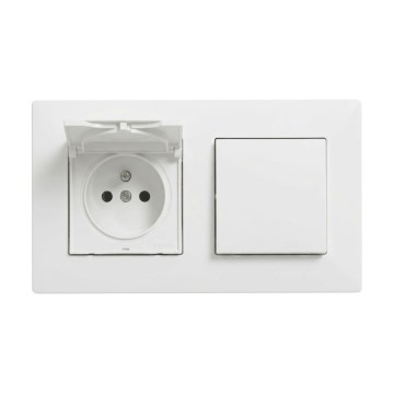 Legrand - Kućna utičnica i jednopolni prekidač br. 1 sa okvirom NILOE STEP 250V bela