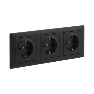 Legrand - Trojna kućna SCHUKO utičnica sa ramom SUNO 250V crna