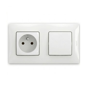 Legrand - Utičnica za domaćinstvo i jednopolni prekidač br. 1 sa ramom NILOE 250V bela