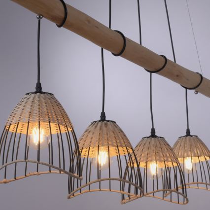 Leuchten Direkt 11156-79 - Luster na sajli REED 4xE27/60W/230V eukaliptus