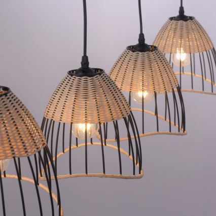 Leuchten Direkt 11156-79 - Luster na sajli REED 4xE27/60W/230V eukaliptus
