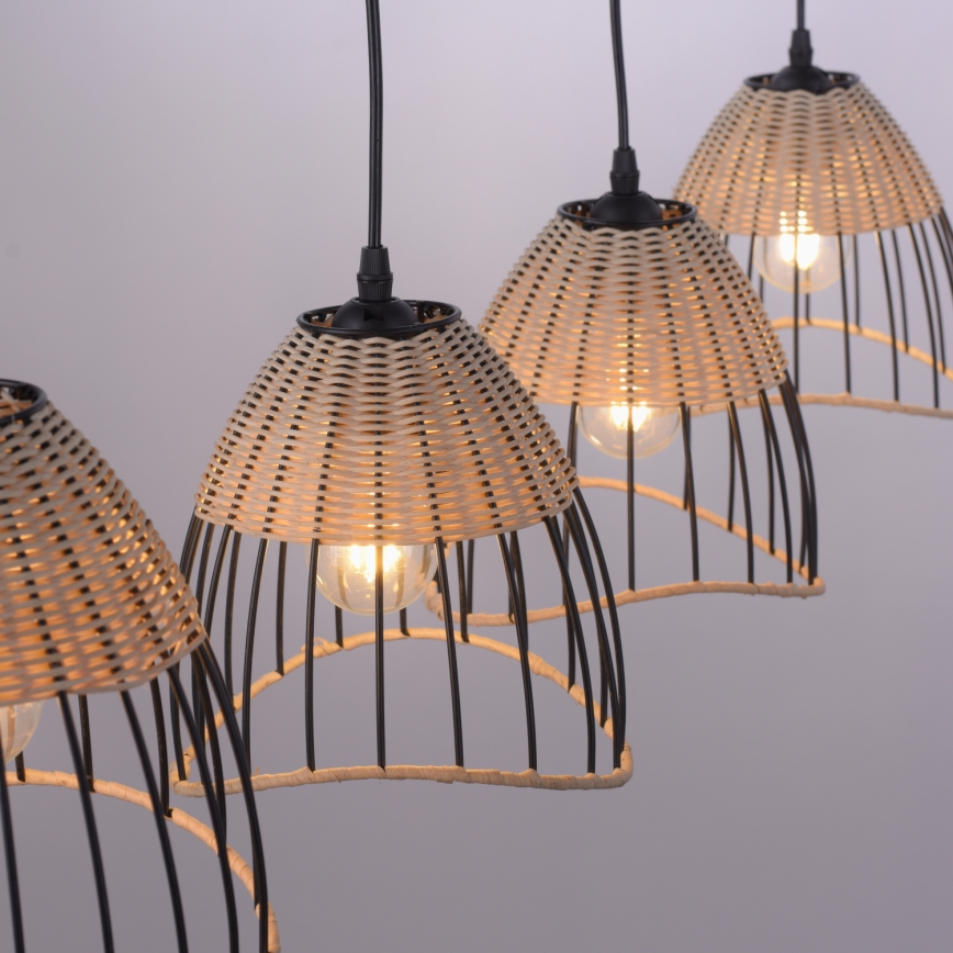 Leuchten Direkt 11156-79 - Luster na sajli REED 4xE27/60W/230V eukaliptus