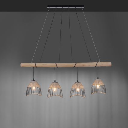 Leuchten Direkt 11156-79 - Luster na sajli REED 4xE27/60W/230V eukaliptus