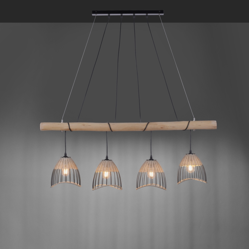 Leuchten Direkt 11156-79 - Luster na sajli REED 4xE27/60W/230V eukaliptus