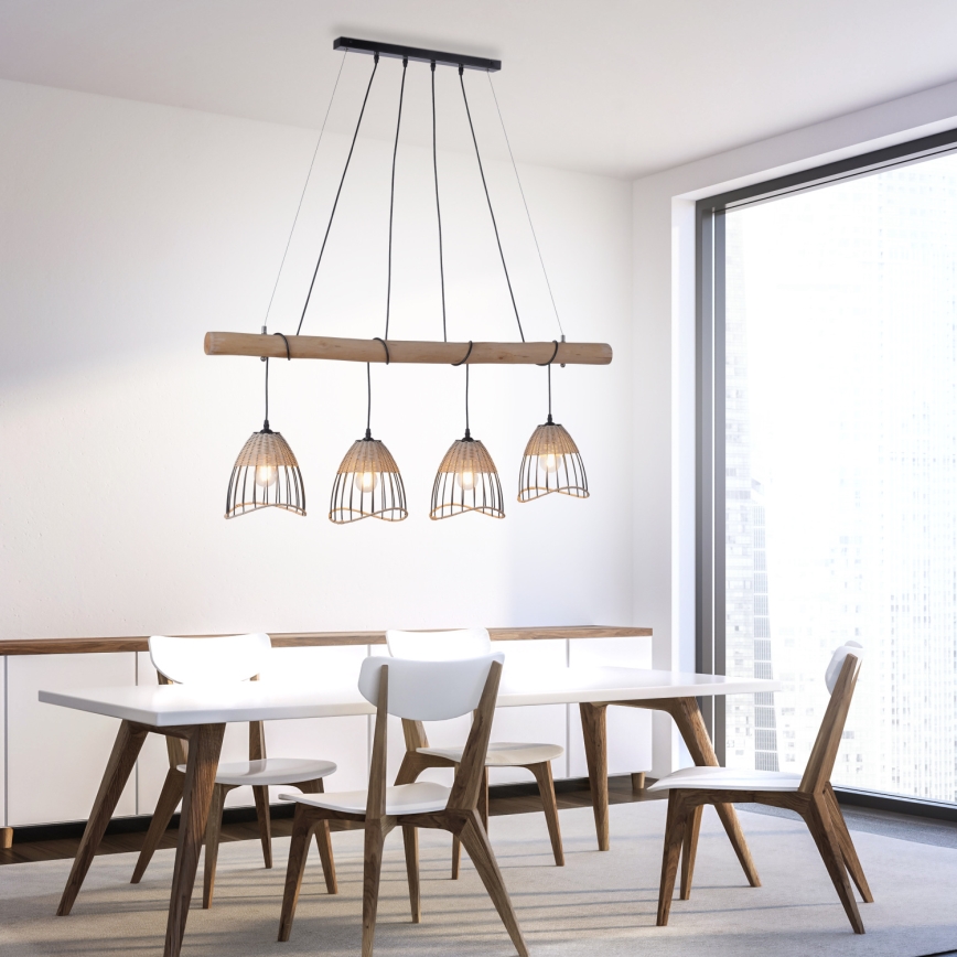Leuchten Direkt 11156-79 - Luster na sajli REED 4xE27/60W/230V eukaliptus