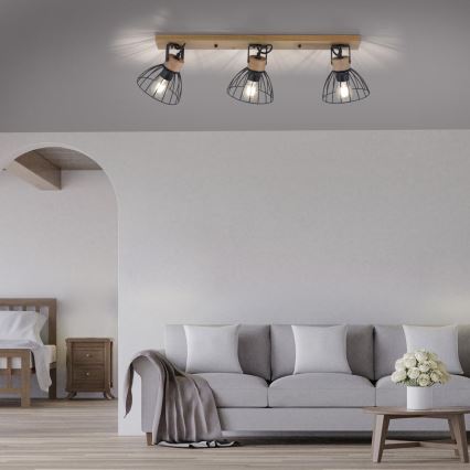 Leuchten Direkt 11418-18 - Spot svetiljka LAMI 3xE27/25W/230V akacija/metal