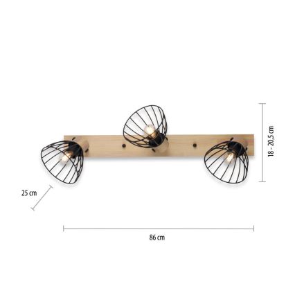 Leuchten Direkt 11418-18 - Spot svetiljka LAMI 3xE27/25W/230V akacija/metal