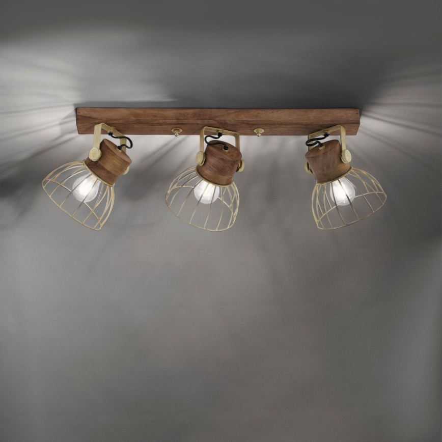 Leuchten Direkt 11488-60 - ALAMI spot svetiljka 3xE27/25W/230V, mango drvo