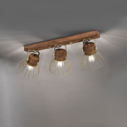 Leuchten Direkt 11488-60 - ALAMI spot svetiljka 3xE27/25W/230V, mango drvo