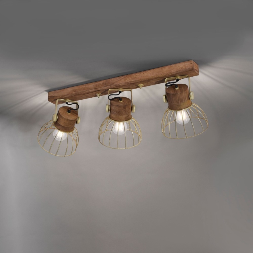Leuchten Direkt 11488-60 - ALAMI spot svetiljka 3xE27/25W/230V, mango drvo