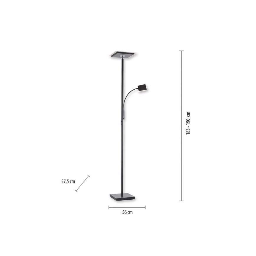 Leuchten Direkt 11710-18 - LED prigušiva podna lampa HANS LED/21,5W/230V + LED/4W
