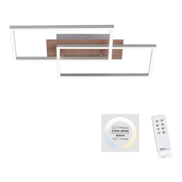 Leuchten Direkt 14018-78 - LED prigušiva stropna svetiljka IVEN 2xLED/15W/230V hrast + daljinski upravljač