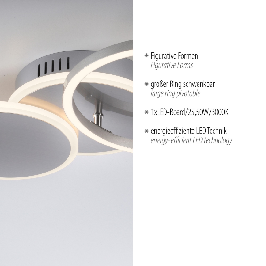 Leuchten Direkt 14116-55 - LED plafonsko svetlo SEVENT LED/25,5W/230V matni hrom