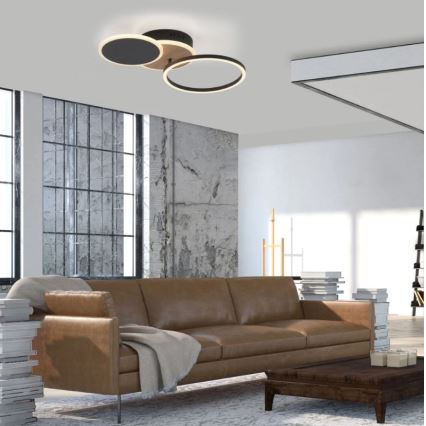 Leuchten Direkt 14116-78 - LED plafonsko svetlo SEVENT LED/25,5W/230V crna/braon