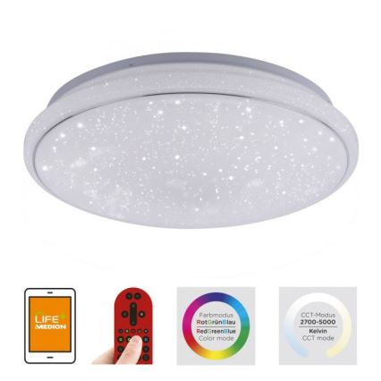 Leuchten Direkt 14743-16 - RGB LED prigušiva plafonska svetiljka JUPI LED/28W/230V Tuya 2700-5000K + daljinski upravljač