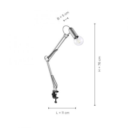 Leuchten Direkt 14773-55 - Stona lampa sa klipsom TURN ME 1xE27/60W/230V matirani hrom