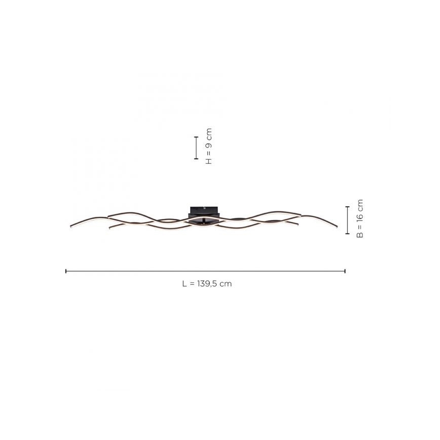 Leuchten Direkt 15167-18-LED Plafonski luster WAWE 2xLED/12,5W/230V+LED/17W crna