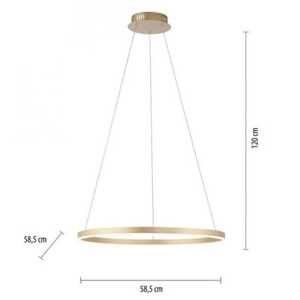 Leuchten Direkt 15394-60 - RITUS LED prigušiva viseća lampa na sajli, LED/30W/230V, mesing
