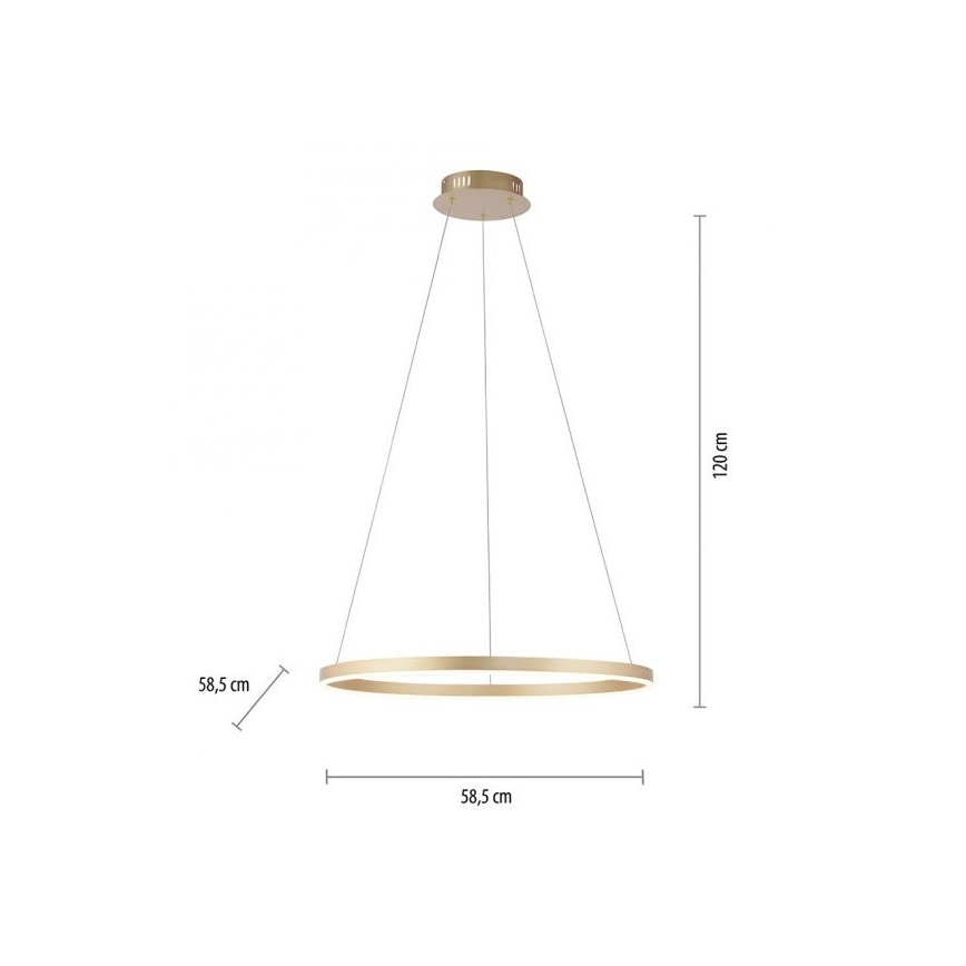 Leuchten Direkt 15394-60 - RITUS LED prigušiva viseća lampa na sajli, LED/30W/230V, mesing