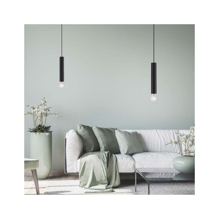 Leuchten Direkt 15617-18 - Viseći luster na sajli BRUNA 1xE27/60W/230V crna