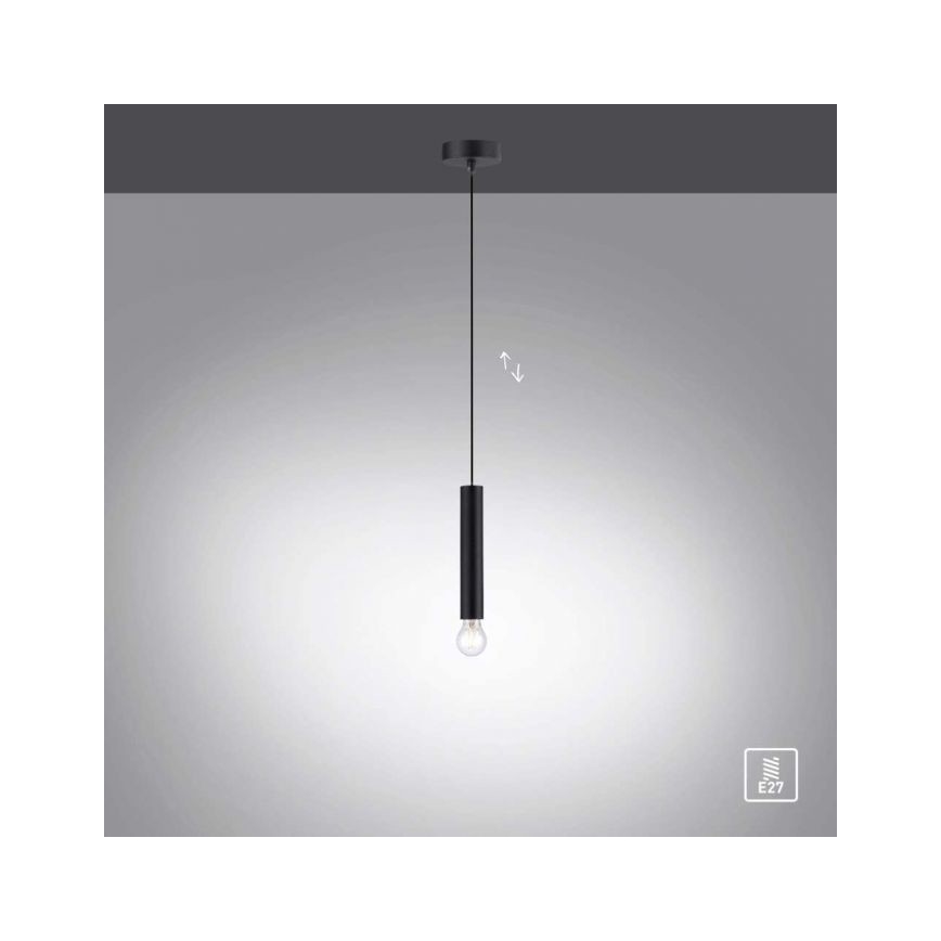 Leuchten Direkt 15617-18 - Viseći luster na sajli BRUNA 1xE27/60W/230V crna