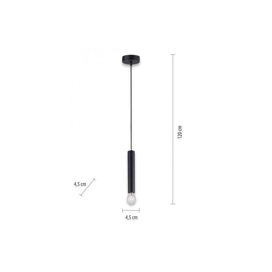 Leuchten Direkt 15617-18 - Viseći luster na sajli BRUNA 1xE27/60W/230V crna